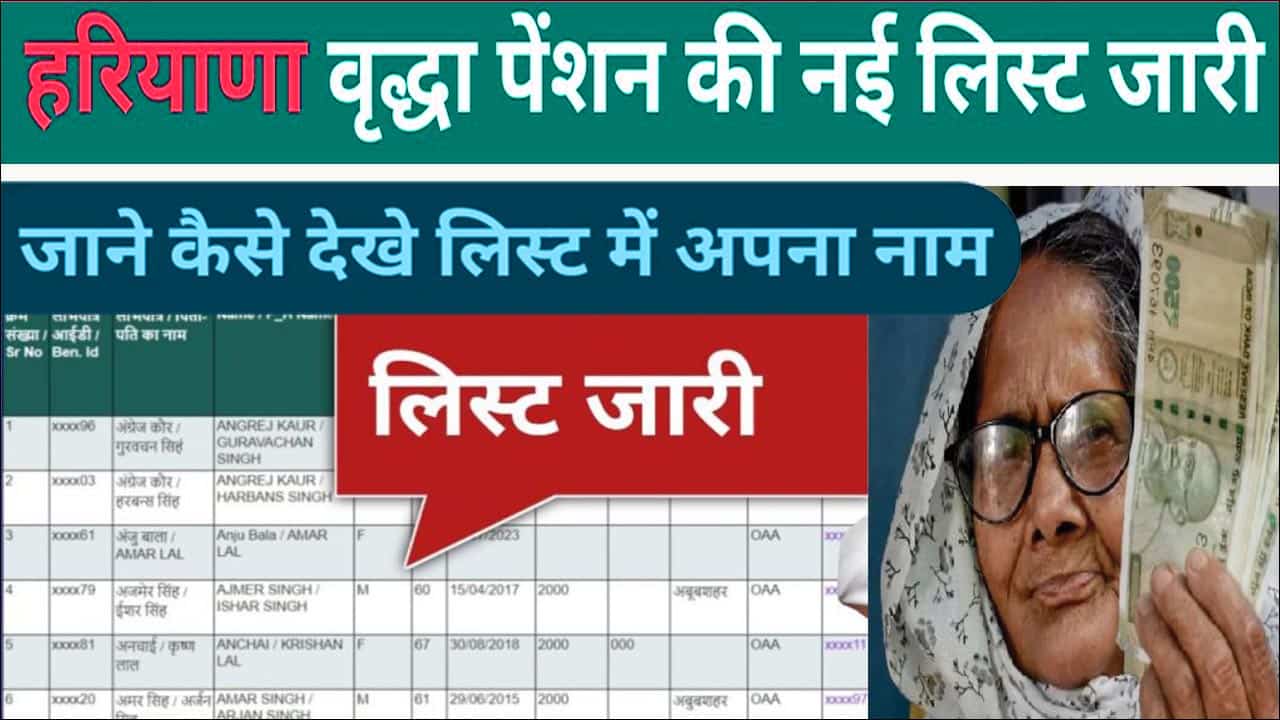 हरियाणा बुढ़ापा पेंशन लिस्ट में नाम कैसे देखें? Haryana Budhapa Pension List Check Online.