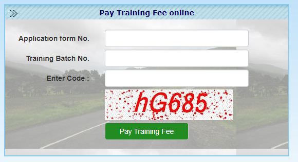 Pay Driver Training Fee online पर क्लिक करना है।